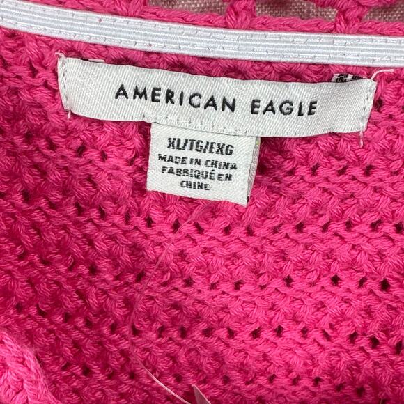 NWT AE Tie-Front Cami Size XL Crochet Hot Pink Tank Top Coquette Girl Balletcore - Picture 7 of 11